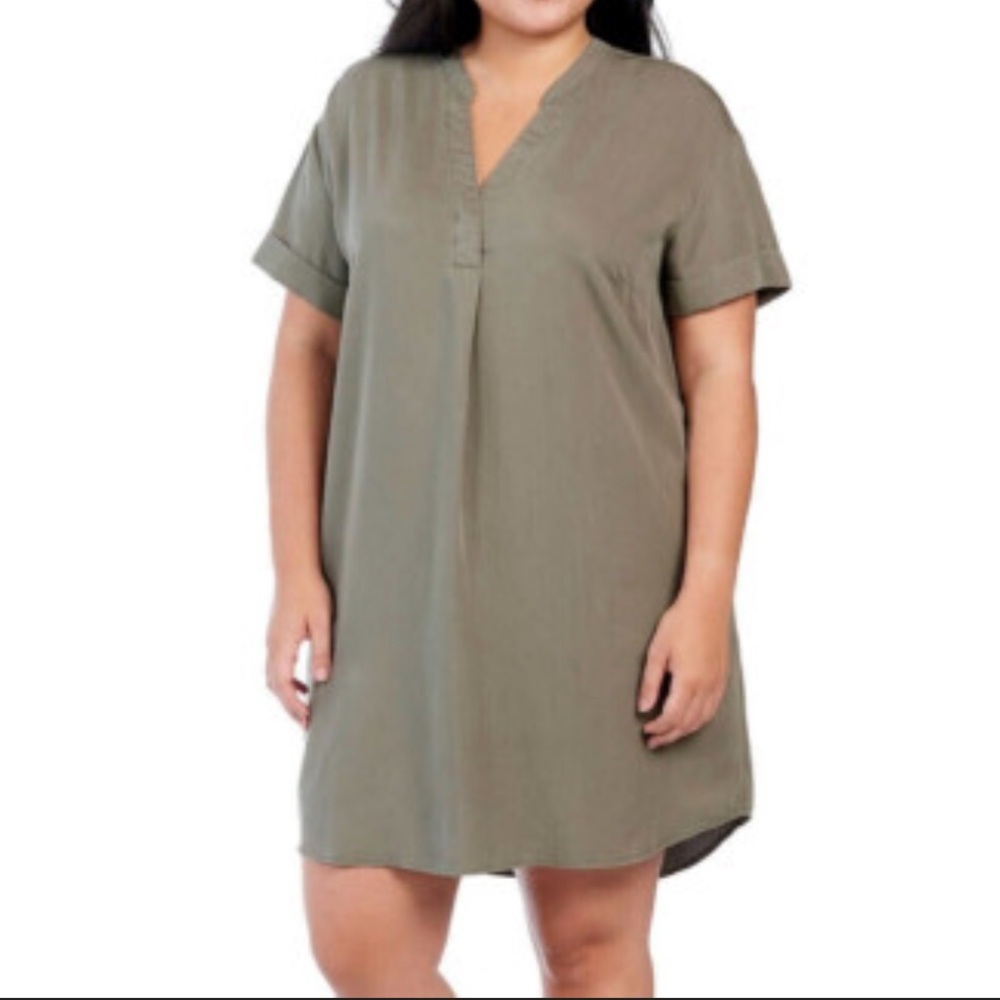 H&M Viscose Tunic Green Midi Dress Size Medium